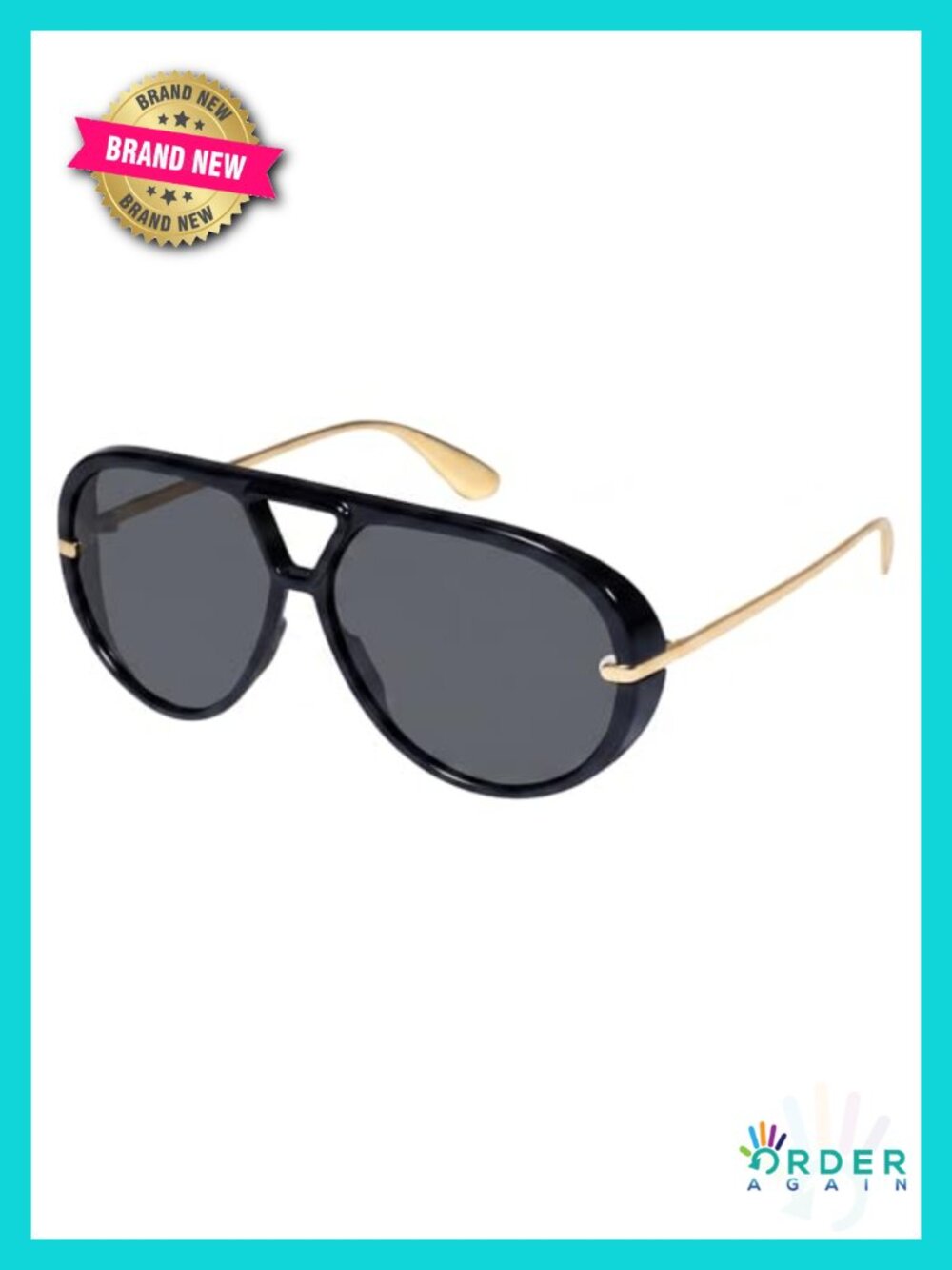 Oversized Aviator Sunglasses Retro Style UV400 Full Frame Metal Arms